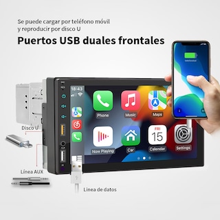 Foto 6 | Foto 6 | Finyqbet Estereo Pantalla Estéreo Para Auto Mirror Link 7 Con Cámara Pantalla Táctil Y Carplay Soporte Para Inglés Y Español Bt