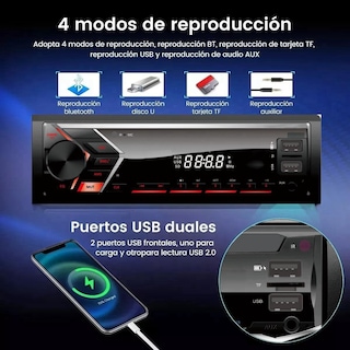Foto 5 | Foto 5 | Voxeast Auto Estereo Reproductor Bluetooth Mp3 Radio Manos Libres Fm Sd Aux Usb Música De Coche Luz Multicolores