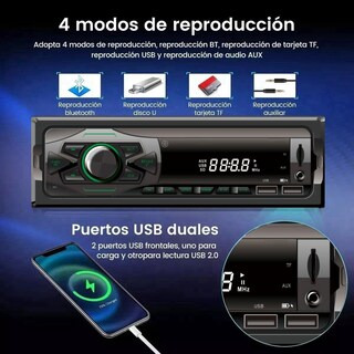 Foto 6 | Foto 6 | N++a Auto Estereo Bluetooth Mp3 Radio Manos Libres Fm Sd Aux Usb Luz Multicolores Reproductor Música De Coche