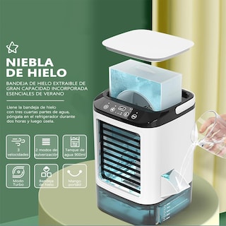 Foto 2 | Foto 2 | Tyegdavd Aire Acondicionado Portatil Enfriador De Aire Mini Con Bandeja De Hielo Y Depósito De Agua Tanque De 900 Ml Luces De