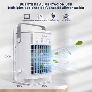 Foto 3 | Foto 3 | Yyugolo 700ml Aire Acondicionado Portátil Ventilador Humidificador Enfriador De Aire Evaporativo 3 En 1 3 Velocidades 7 Colore