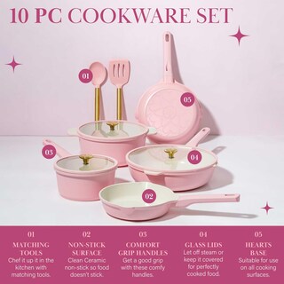 Foto 2 | Foto 2 | Paris Hilton - Juego De Utensilios De Cocina Antiadherentes De Cerámica De Aluminio Fundido Con Revestimiento Antiadherente De D