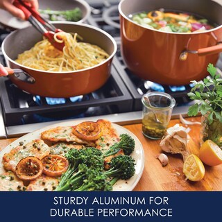 Foto 3 | Foto 3 | Rachael Ray Cucina - Batería De Cocina Antiadherente Porcelana Dura 12 Piezas Anaranjado Calabaza