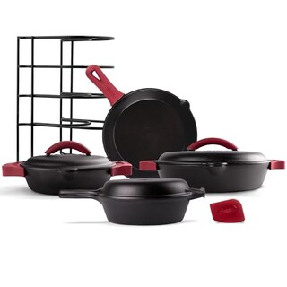 Foto 1 | Foto 1 | Cuisinel - Juego De Utensilios De Cocina De Hierro Fundido De 16 Piezas Presazonados – Sartenes De 8 Pulgadas + 12 Pulgadas + Ta