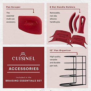 Foto 3 | Foto 3 | Cuisinel - Juego De Utensilios De Cocina De Hierro Fundido De 16 Piezas Presazonados – Sartenes De 8 Pulgadas + 12 Pulgadas + Ta