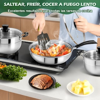 Foto 5 | Foto 5 | Novry Batería De Cocina De Acero Inoxidable De 20 Piezas Juego De Ollas Y Sartenes Antiadherentes Con Juego De Cuchillos Para E