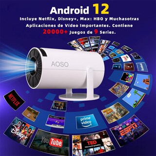 Foto 6 | Foto 6 | Aoso Mini Proyector Portátil 【android12】 Soporte 1080p Full Hd Proyectors 200ansi Wifi 6 Y Bluetooth 5.0 Proyectores Home Theat