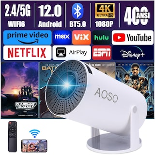 Foto 1 | Foto 1 | Aoso Mini Proyector Portátil 【android12】 Soporte 1080p Full Hd Proyectors 200ansi Wifi 6 Y Bluetooth 5.0 Proyectores Home Theat