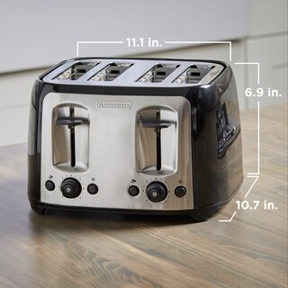Foto 6 | Foto 6 | Black+decker Tostador De 4 Rebanadas Ranuras Extra Anchas 7 Ajustes De Sombra 1400 Vatios Botones Congelados Y Bagel Select