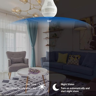 Foto 2 | Foto 2 | Bombilla Cámara Cámara Wifi De 360° Con Audio Bidireccional 1080p Hd Cámara De Seguridad Wifi Inalámbrica Con Visión Nocturna