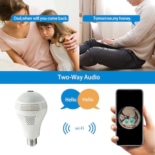 Foto 3 | Foto 3 | Bombilla Cámara Cámara Wifi De 360° Con Audio Bidireccional 1080p Hd Cámara De Seguridad Wifi Inalámbrica Con Visión Nocturna