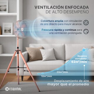 Foto 2 | Foto 2 | Esquimal Ventilador De Pedestal Con Tripié  Aspas De Aluminio  50w  Altura Ajustable Hasta 160 Cm  Oscilación 70°  3 Velocidades