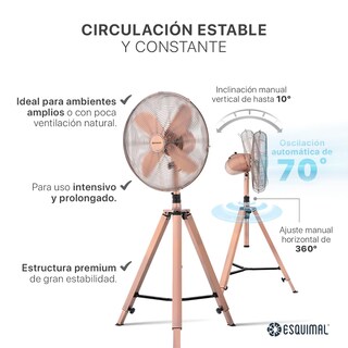 Foto 3 | Foto 3 | Esquimal Ventilador De Pedestal Con Tripié  Aspas De Aluminio  50w  Altura Ajustable Hasta 160 Cm  Oscilación 70°  3 Velocidades