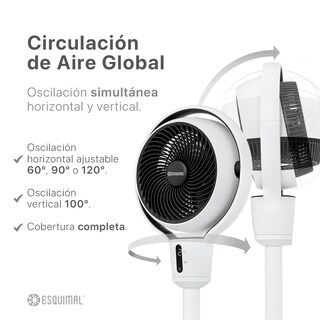 Foto 2 | Foto 2 | Esquimal Ventilador De Pedestal Giratorio Con Altura 3 En 1 Ajustable A Escritorio Y Piso 9 Velocidades Oscilación 120° Panta