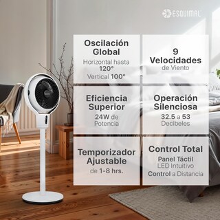 Foto 5 | Foto 5 | Esquimal Ventilador De Pedestal Giratorio Con Altura 3 En 1 Ajustable A Escritorio Y Piso 9 Velocidades Oscilación 120° Panta