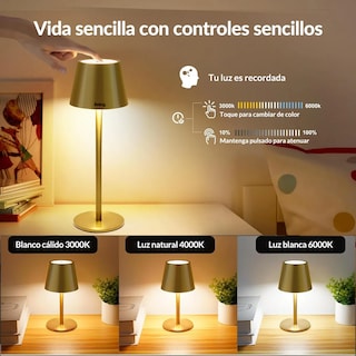 Foto 2 | Foto 2 | Lampara Escritorio Buró Mesa Luz De Noche Led 2pcs Dorado