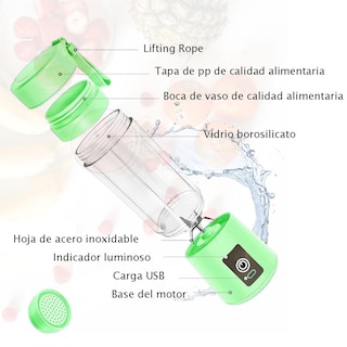 Foto 3 | Foto 3 | Batidora Portátil 150 Watt Para Batidos Y Smoothies 380 Ml Batidora De Viaje Recargable Por Usb Botella Sin Bpa Con Cepillo