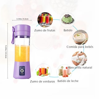 Foto 2 | Foto 2 | Batidora Portátil 150 Watt Para Batidos Y Smoothies 380 Ml Batidora De Viaje Recargable Por Usb Botella Sin Bpa Con Cepillo