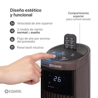 Foto 2 | Foto 2 | Esquimal Ventilador De Torre 95 Cm Silencioso Panel Táctil Led Con Temperatura Oscilante 70° 3 Velocidades Temporizador 15
