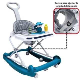 Foto 6 | Foto 6 | Andadera Para Bebé Mecedora Panda Musical Bastón Dirigible Alturas Ajustables Plegable Tapete Brincolín - Azul