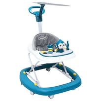 Andadera Para Bebé Mecedora Mono Musical Bastón Dirigible Alturas Ajustables Plegable Tapete Brincolín - Azul
