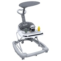 Andadera Para Bebé Mecedora Panda Musical Bastón Dirigible Alturas Ajustables Plegable Tapete Brincolín - Gris