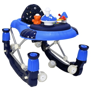 Foto 8 | Foto 8 | Andadera Para Bebé Mecedora Diseño De Hongo Musical Bastón Con Toldo Altura Ajustable Plegable Ruedas De Goma - Azul