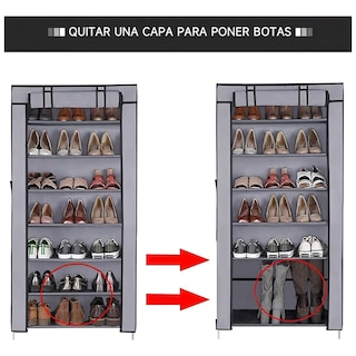 Foto 3 | Foto 3 | Zapatera Organizador 7 Niveles Compartimientos Metal Eo Safe Imports Esi-21996 Gris