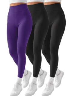Foto 1 | Foto 1 | Set 3 Mallones Mujer Leggings Stretch Leggins Lic-071-px3 Negro negro Y Morado Mayon Mallas
