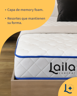 Foto 2 | Foto 7 | Colchón Basic Resortes Matrimonial Blanco Laila Comfort