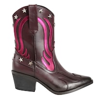 Bota Botin Vaquero Cowboy Rodeo Juvenil Estilo Western Moda Tacon Cuadrado