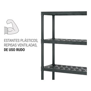 Foto 3 | Foto 3 | Estante Plástico 5 Repisas Carga 70 Kg Medidas 185x43x91 Cm Eo Safe Imports Esi-21999 Negro