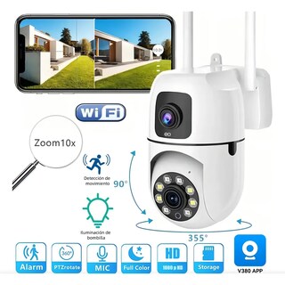 Foto 2 | Foto 2 | Cámara De Seguridad Wifi Doble Lente Visión Hd 4mp 2 Piezas Eo Safe Imports Esi-22021 Blanco