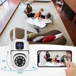 Foto 4 | Foto 4 | Cámara De Seguridad Wifi Doble Lente Visión Hd 4mp 2 Piezas Eo Safe Imports Esi-22021 Blanco