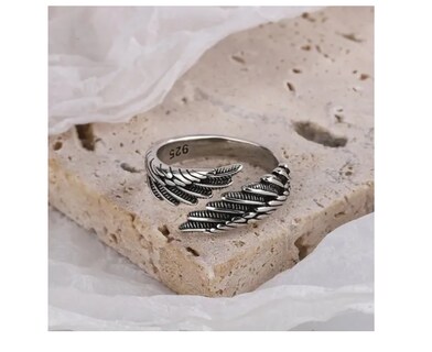 Foto 3 | Foto 3 | Anillo Xtellar Baño De Plata Alas De Ángel Hombres Mujeres