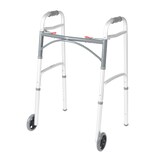 Drive Medical Deluxe - Andador Plegable De Dos Botones Con Ruedas De 5 Pulgadas