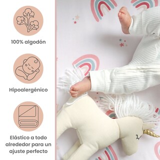 Foto 2 | Foto 2 | Set 2 Sábanas De Cajón Nap Baby Para Mini Colecho 50x90cm - Arcoiris Love