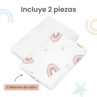 Foto 3 | Foto 3 | Set 2 Sábanas De Cajón Nap Baby Para Mini Colecho 50x90cm - Arcoiris Love