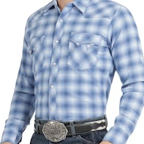 Camisa Vaquera Wrangler Hombre Slim Fit Manga Larga 504 Azul