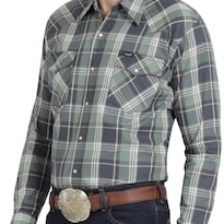 Camisa Vaquera Wrangler Hombre Regular Fit Manga Larga 805 Verde