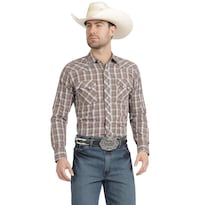 Camisa Vaquera Wrangler Hombre Slim Fit Manga Larga 537 Cafe