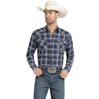 Camisa Vaquera Wrangler Hombre Regular Fit Manga Larga 793 Azul Marino