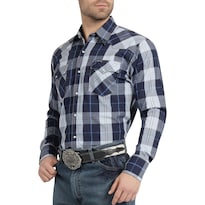 Camisa Vaquera Wrangler Hombre Regular Fit Manga Larga 815 Azul Marino