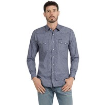 Camisa Vaquera Wrangler Hombre Slim Fit Manga Larga 573 Azul