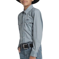 Camisa Vaquera Wrangler Niño Slim Fit Manga Larga 586 Blanco