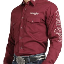 Camisa Vaquera Wrangler Hombre Regular Fit Manga Larga 798 Vino