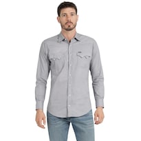 Camisa Vaquera Wrangler Hombre Slim Fit Manga Larga 576 Gris