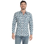 Camisa Vaquera Wrangler Hombre Slim Fit Manga Larga 566 Azul