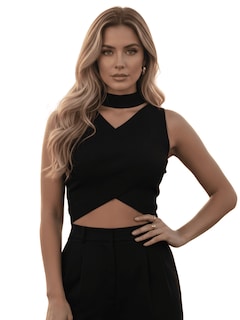 Foto 1 | Foto 1 | Blusa Crop Cuello Halter Canale Bl-1033 Negro Diseño Elegante Y Comodidad