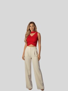 Foto 2 | Foto 2 | Blusa Crop Cuello Halter Canale Bl-1033 Rojo Diseño Elegante Y Comodidad